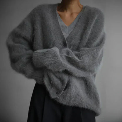 Elegant loose-fit cashmere cardigan for women | Ella -6