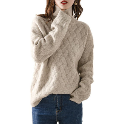 Oversized turtleneck knit jumper for women | Elowen -3
