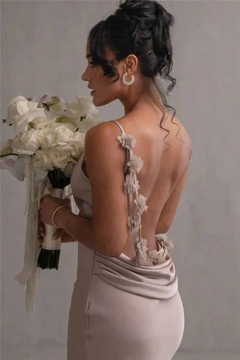 Satin flower dress for women | Cassiane -4