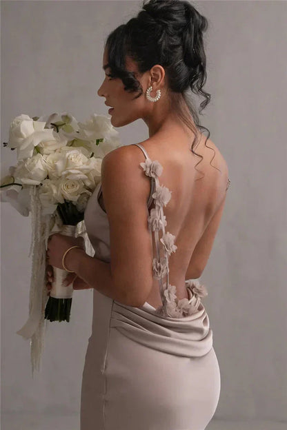Satin flower dress for women | Cassiane -4