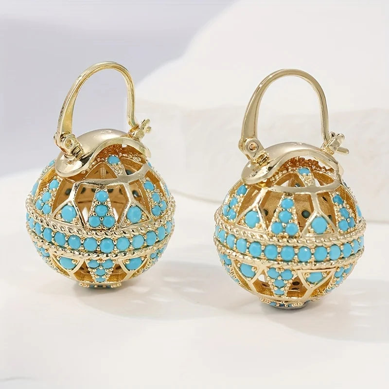 Globe drop earrings with filigree-inspired detail for women | Elowyn