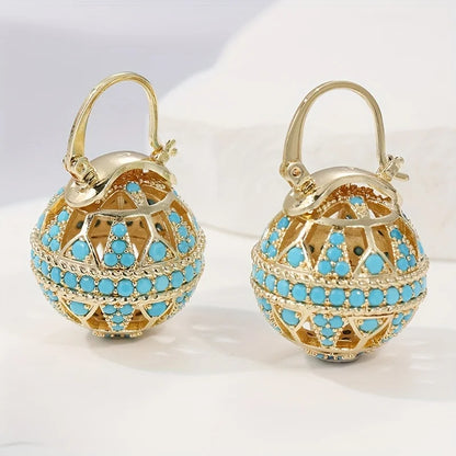 Globe drop earrings with filigree-inspired detail for women | Elowyn