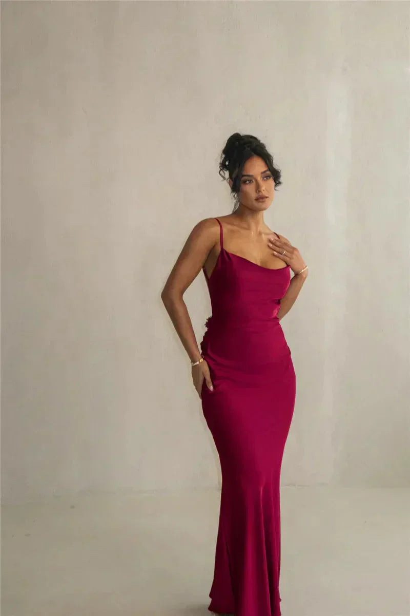 Satin flower dress for women | Cassiane -10