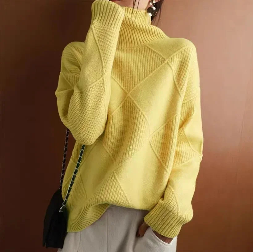 Allegra diamond knit cashmere jumper for women | Celestine -4