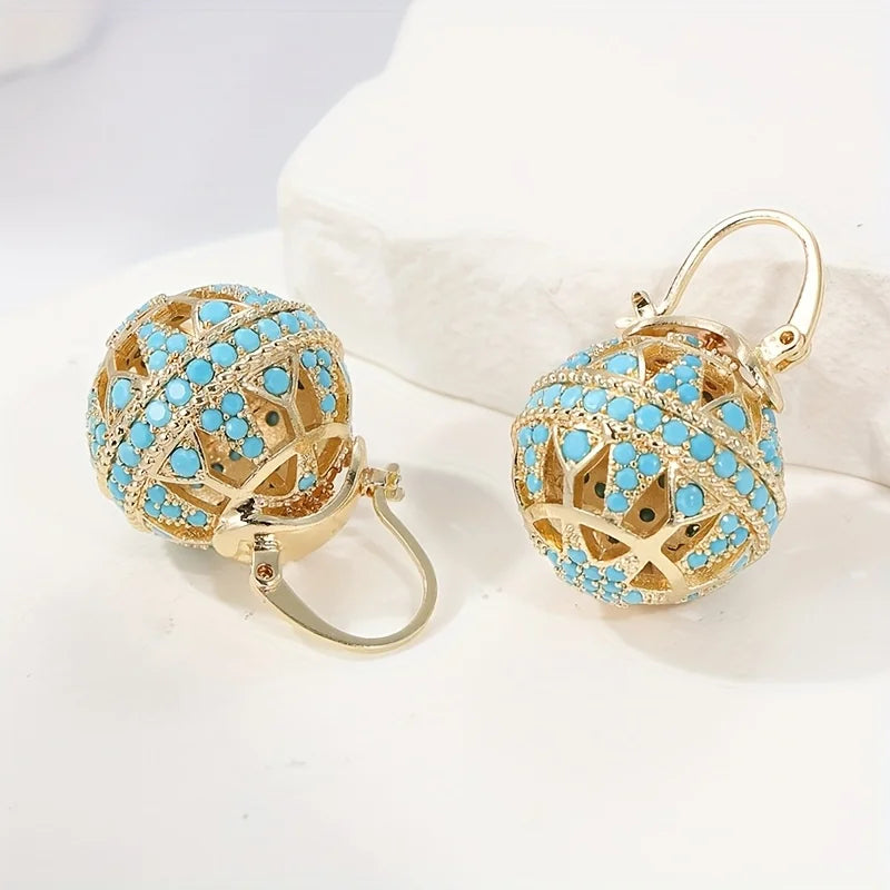 Globe drop earrings with filigree-inspired detail for women | Elowyn