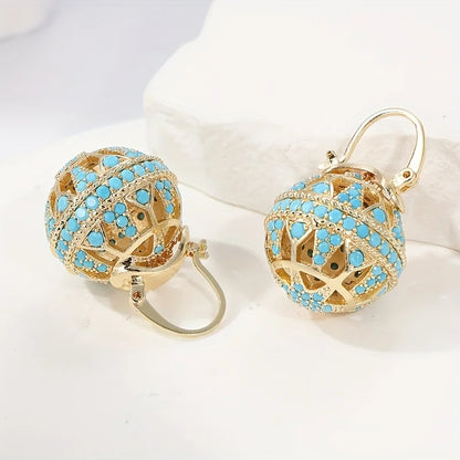 Globe drop earrings with filigree-inspired detail for women | Elowyn