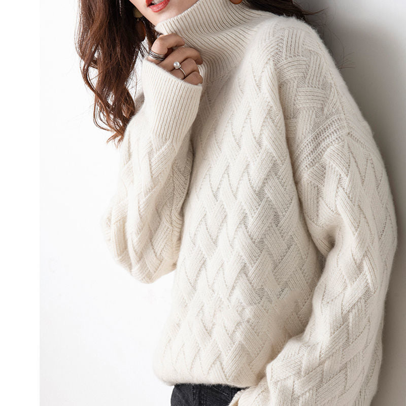 Oversized turtleneck knit jumper for women | Elowen -5