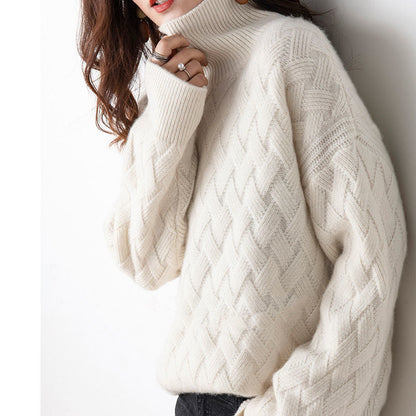 Oversized turtleneck knit jumper for women | Elowen -5