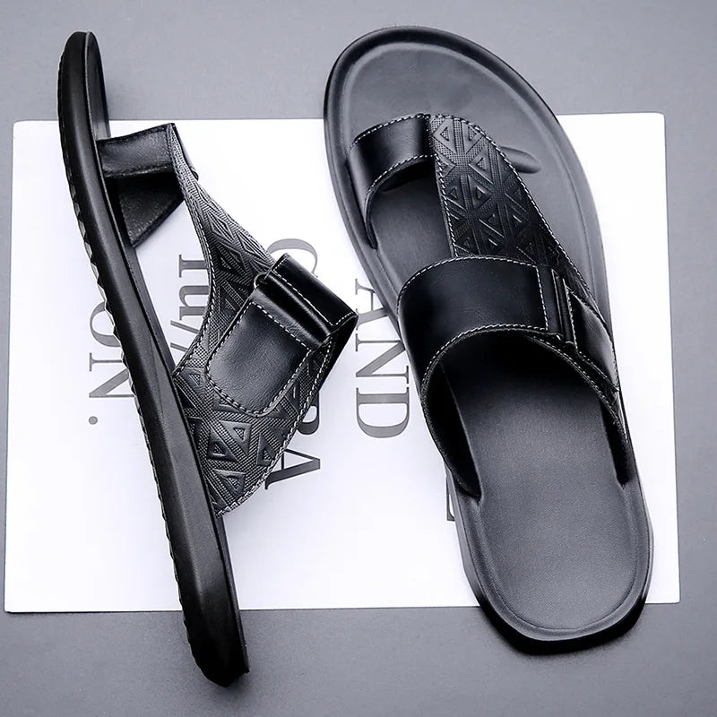Classic leather everyday summer sandals for men | Ashmere -3