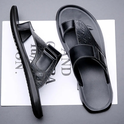 Classic leather everyday summer sandals for men | Ashmere -3