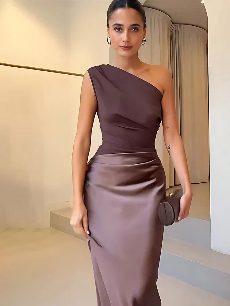 Elegant asymmetric maxi dress for women | One-Shoulder -1