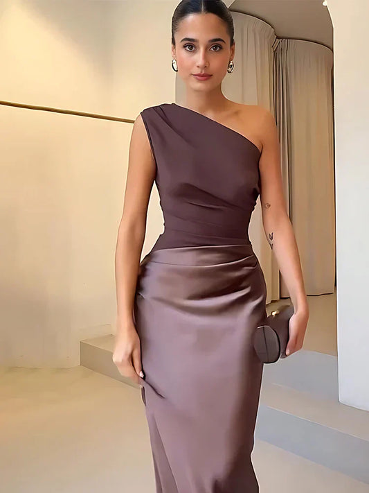 Elegant asymmetric maxi dress for women | One-Shoulder -1