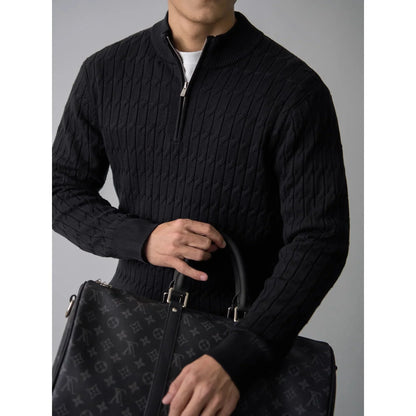 Classic cable-knit half-zip everyday jumper for men | Ellison -24