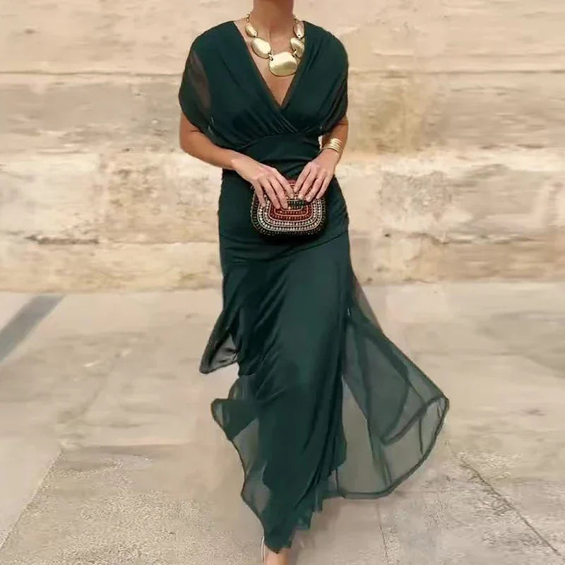 Elegeant V-neck maxi dress for women | Amara -5