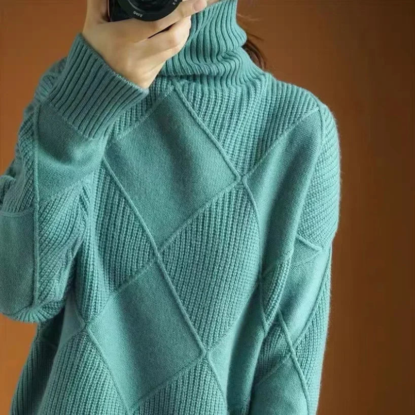 Allegra diamond knit cashmere jumper for women | Celestine -2