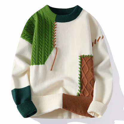 Knitted sweater with patchwork pattern for men | Jasper