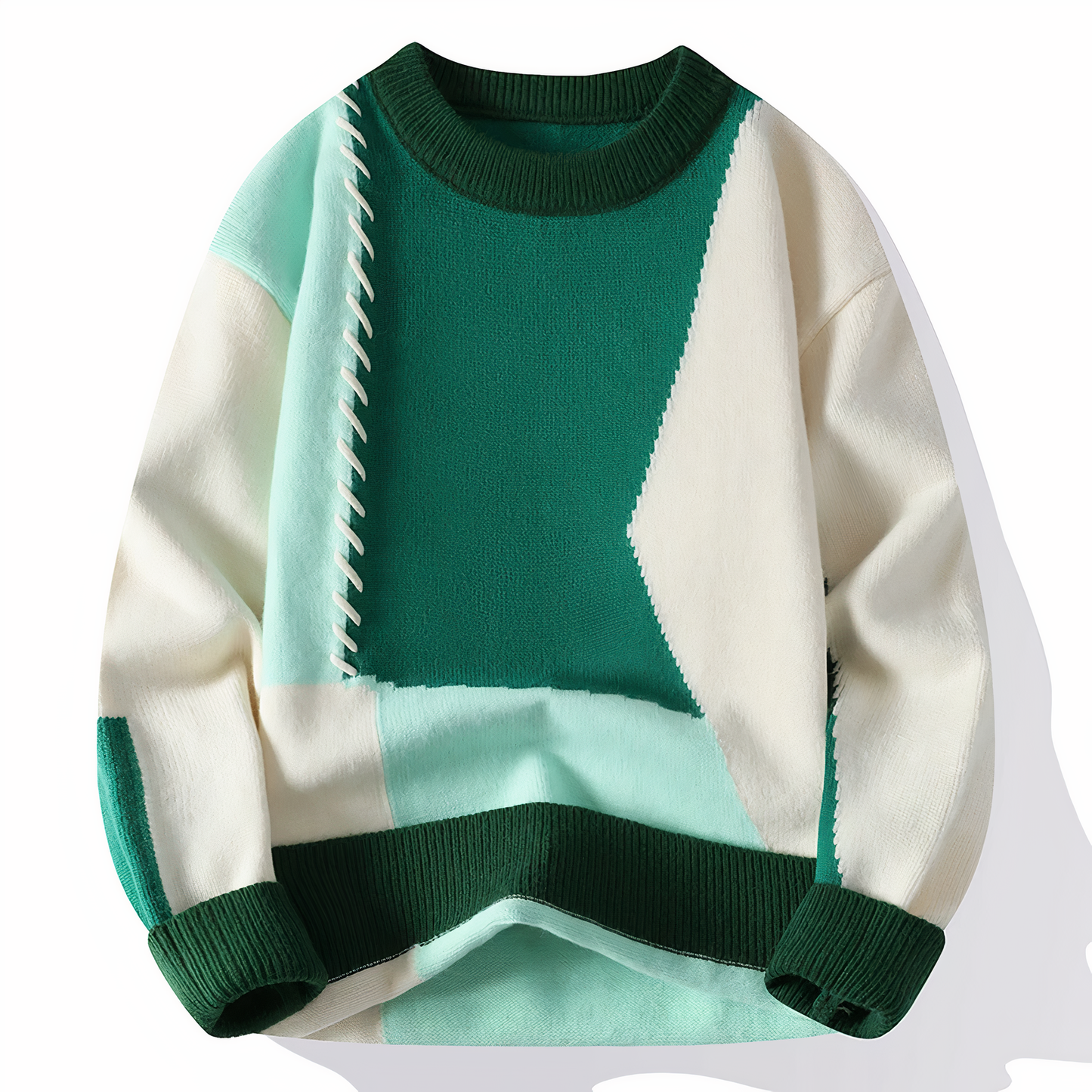 Knitted sweater with patchwork pattern for men | Jasper