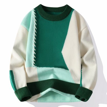 Knitted sweater with patchwork pattern for men | Jasper