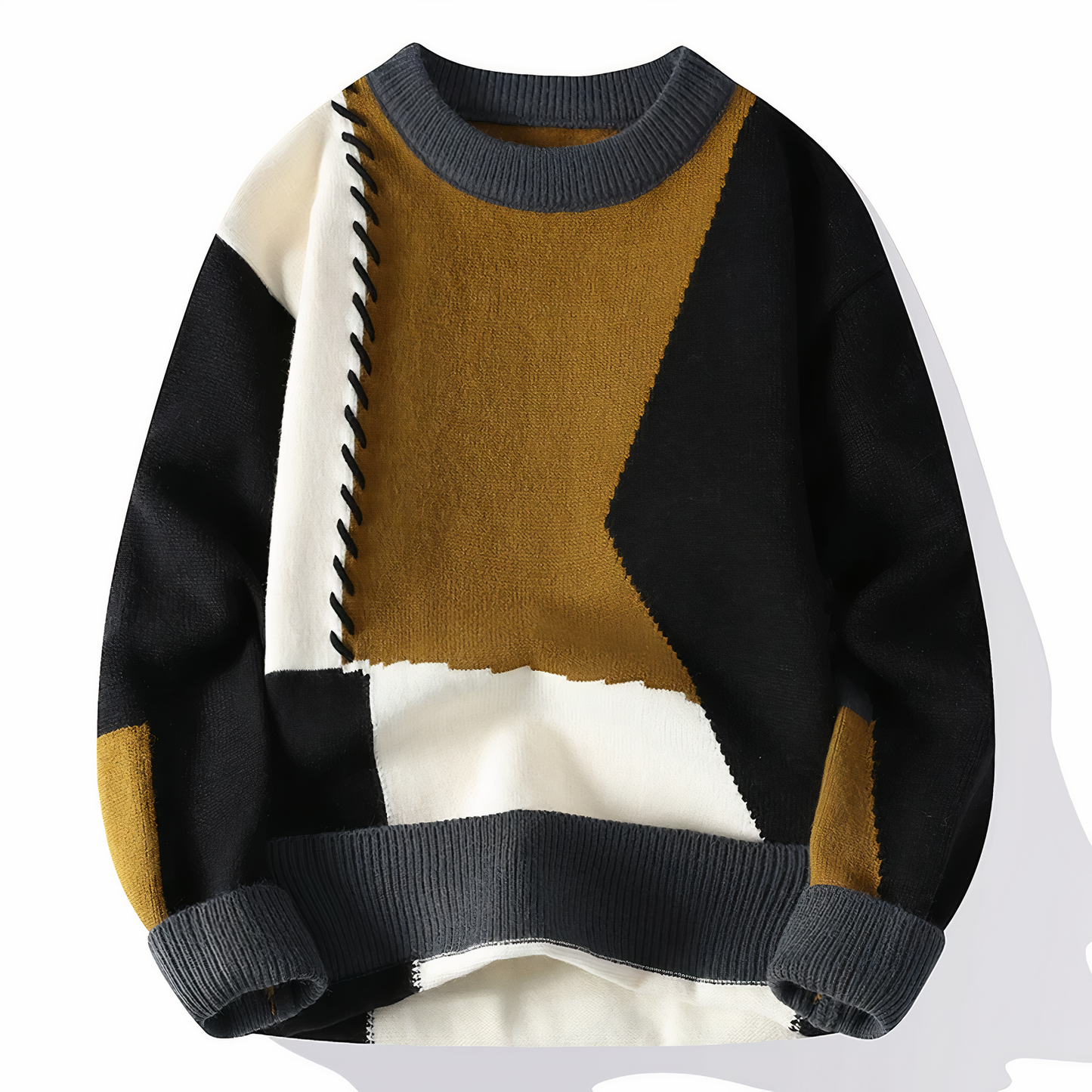 Knitted sweater with patchwork pattern for men | Jasper