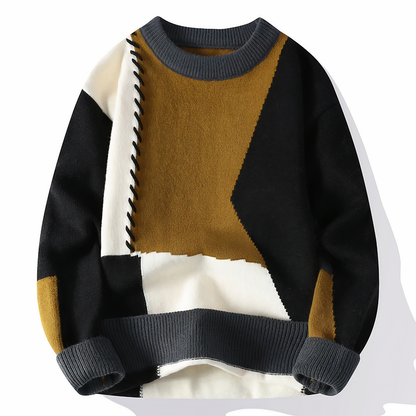 Knitted sweater with patchwork pattern for men | Jasper
