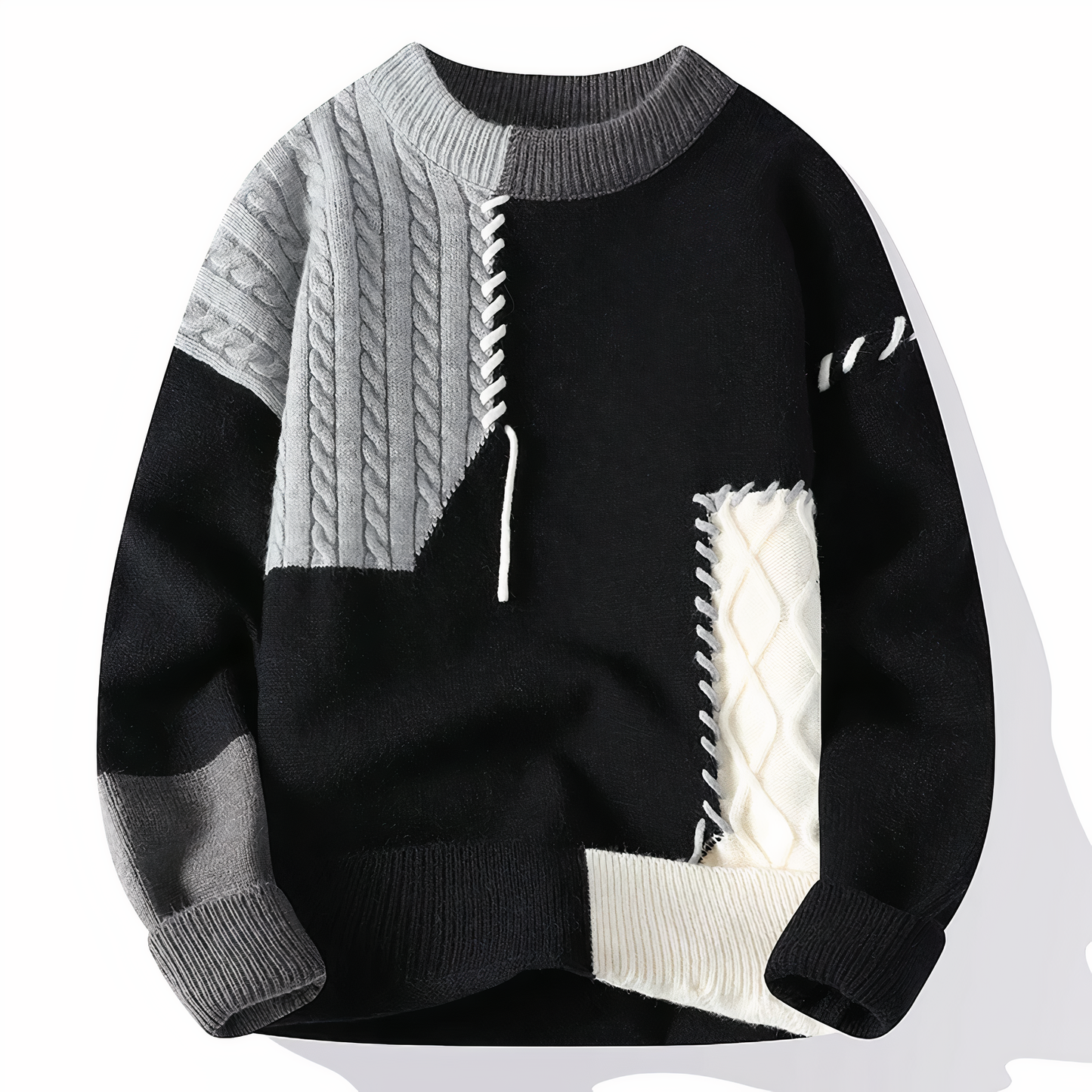 Knitted sweater with patchwork pattern for men | Jasper