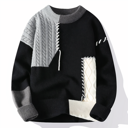 Knitted sweater with patchwork pattern for men | Jasper
