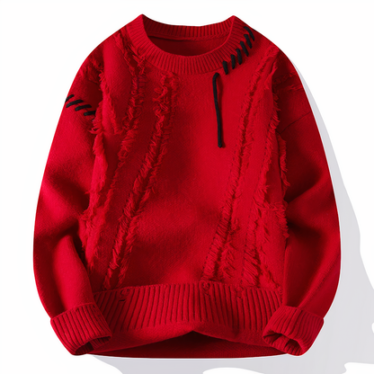 Knitted sweater with patchwork pattern for men | Jasper