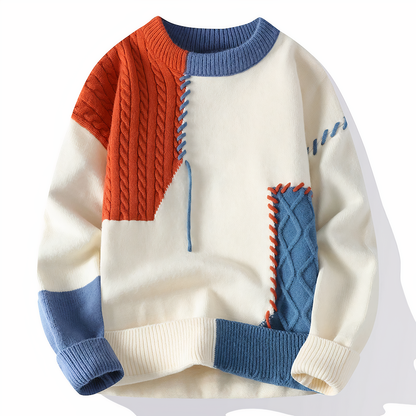 Knitted sweater with patchwork pattern for men | Jasper