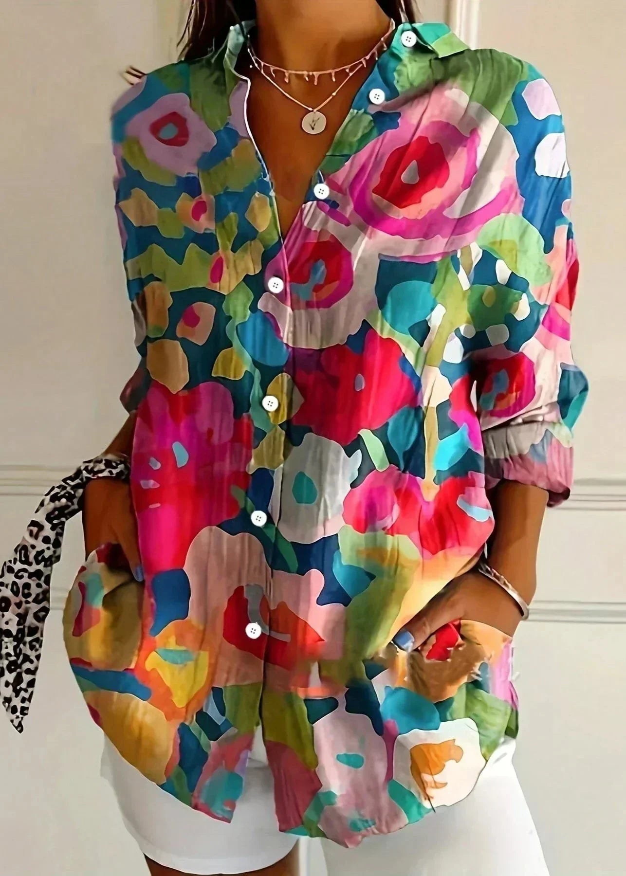 Printed blouse vibrant comfort for women -5