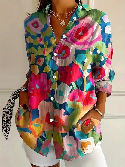 Colourful pattern everyday casual blouse for women | Astrid -5