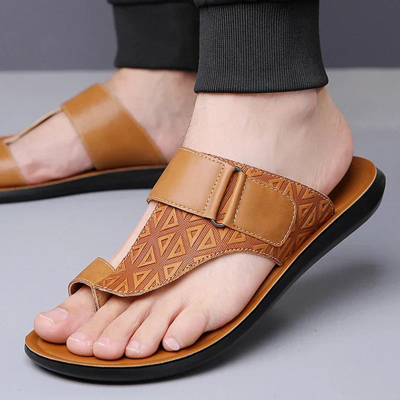 Classic leather everyday summer sandals for men | Ashmere -6