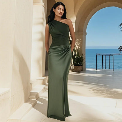 Elegant asymmetric maxi dress for women | One-Shoulder -7