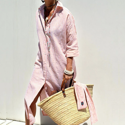 Chic striped dress shirt for women | Isla -1