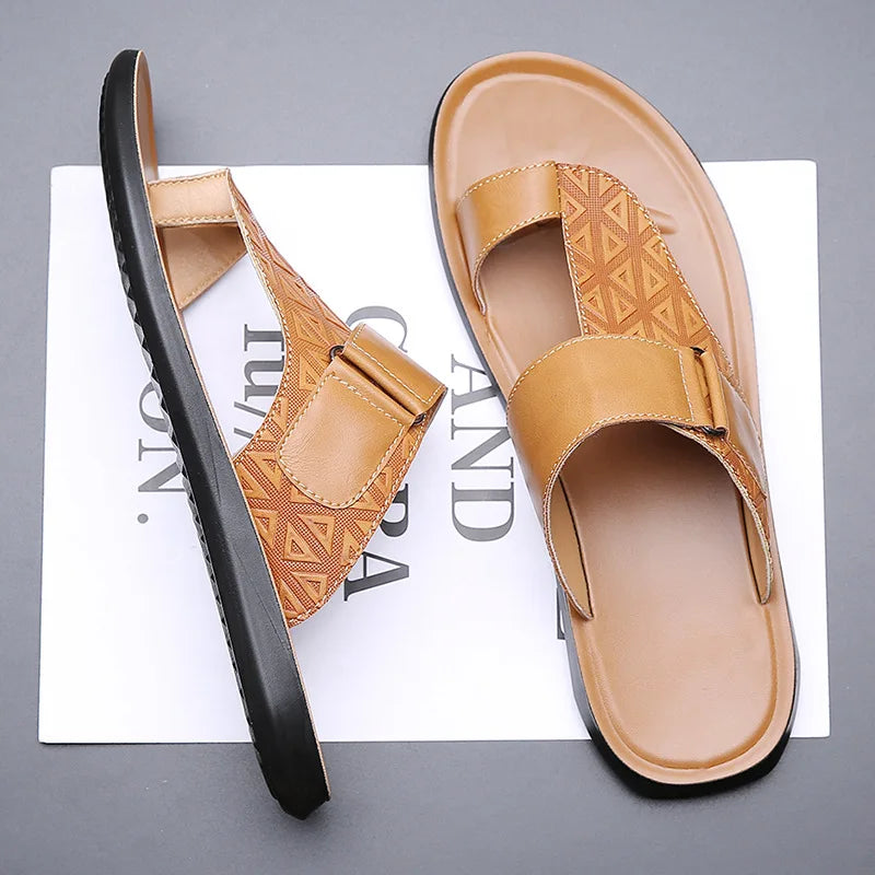 Classic leather everyday summer sandals for men | Ashmere -2