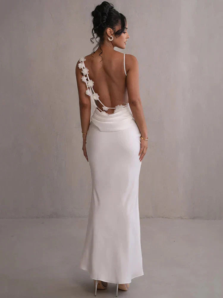 Satin flower dress for women | Cassiane -11