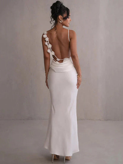 Satin flower dress for women | Cassiane -11