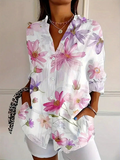 Colourful pattern everyday casual blouse for women | Astrid -4