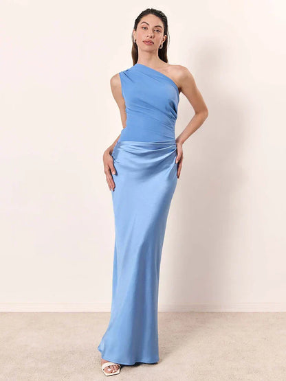 Elegant asymmetric maxi dress for women | One-Shoulder -5
