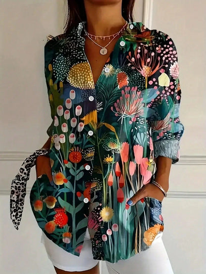 Colourful pattern everyday casual blouse for women | Astrid -3