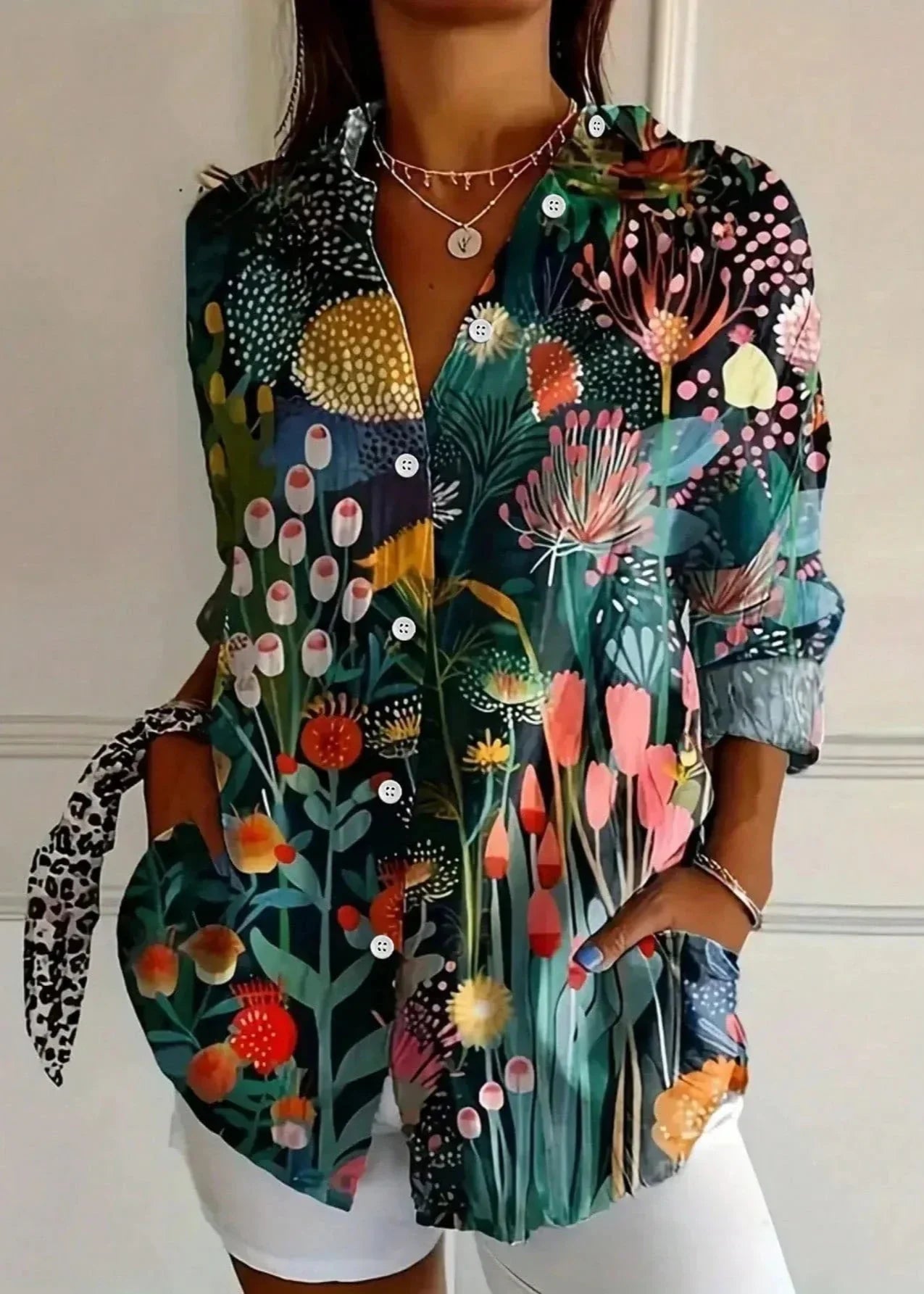 Printed blouse vibrant comfort for women -3