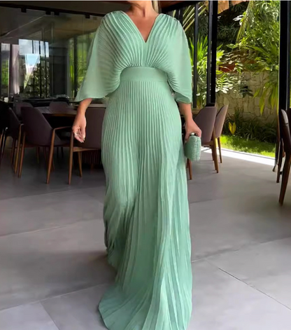 Floating ribbed elegant maxi dress for women | Ria -11