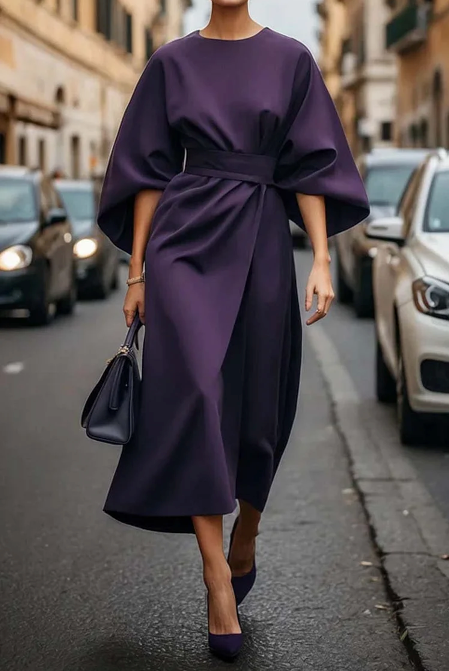 Feminine lantern-sleeve dress for women | Elowen -8