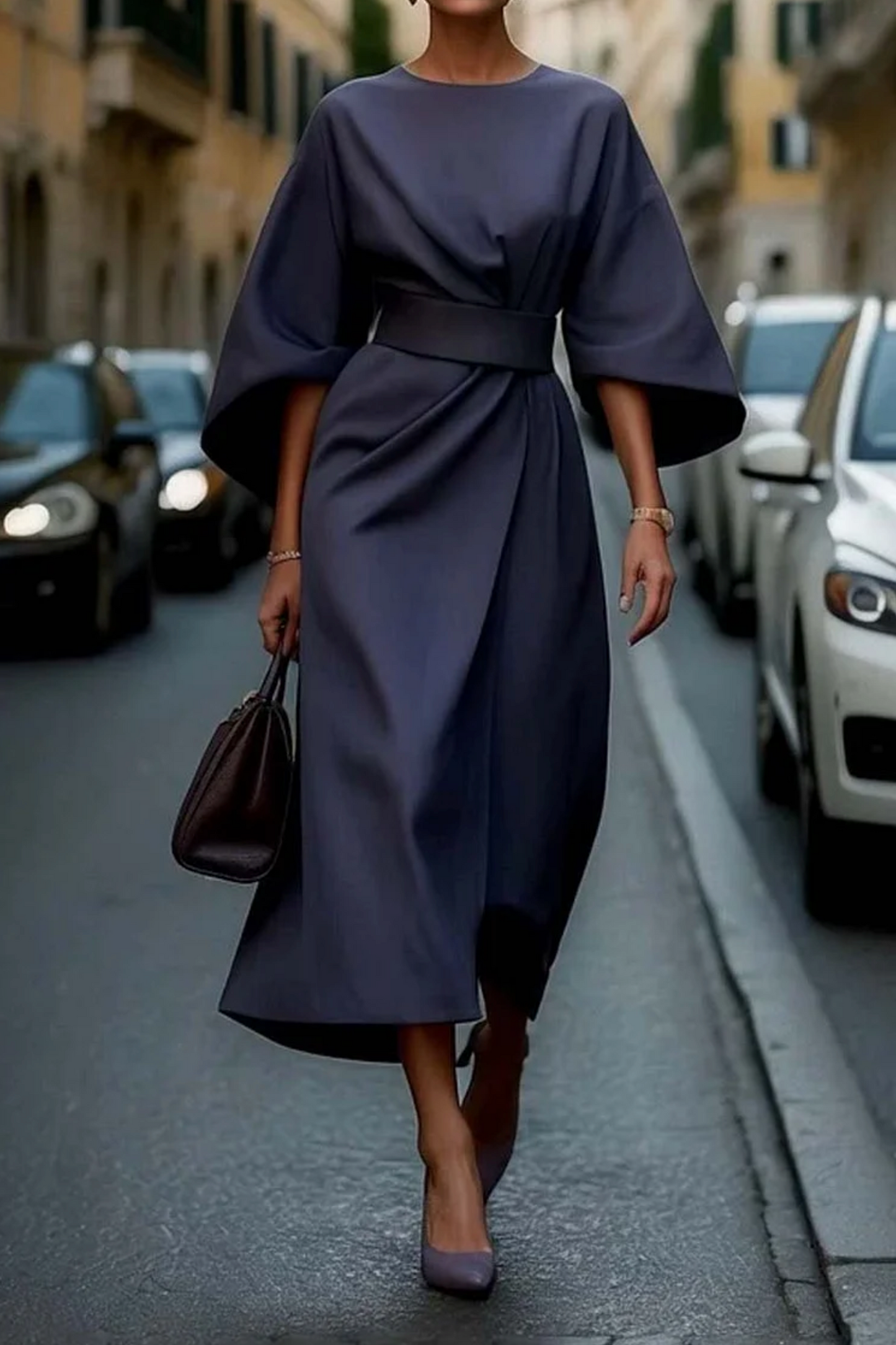 Belted maxi evening dress for women | Louise