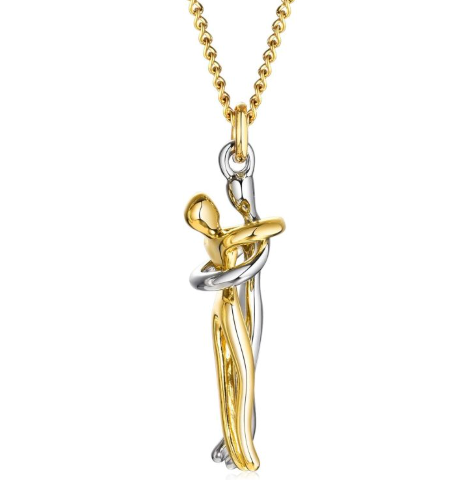 Classic gold and silver hug couple necklace for women -1