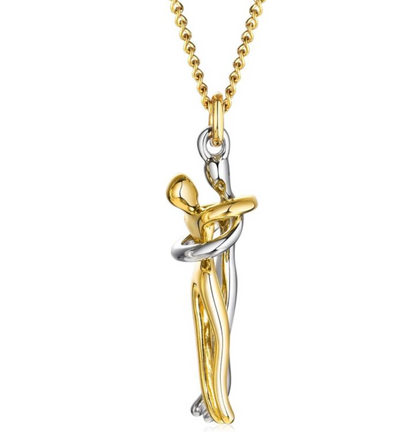 Classic gold and silver hug couple necklace for women -1
