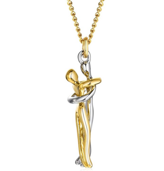 Classic gold and silver hug couple necklace for women -1
