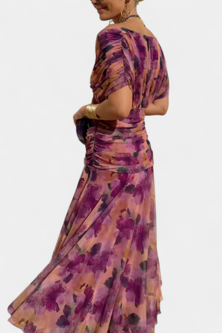 Long floral V-neck maxi dress for women | Vivian -6