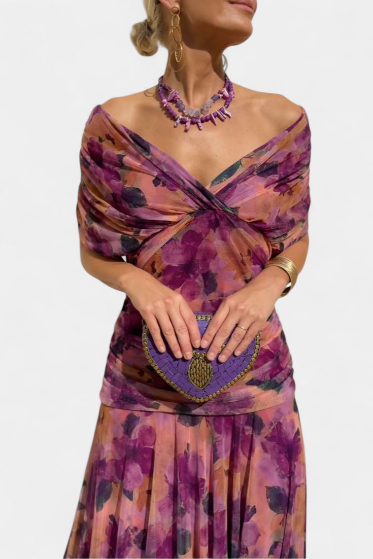 Long floral V-neck maxi dress for women | Vivian -7