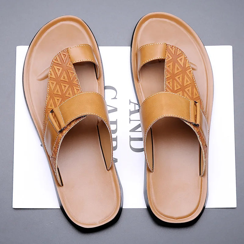 Classic leather everyday summer sandals for men | Ashmere -4