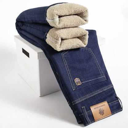 Fleece lined full length jeans trousers for men | Hudson -1